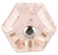 Pink Hexagon Glass Cut Cabinet Knob